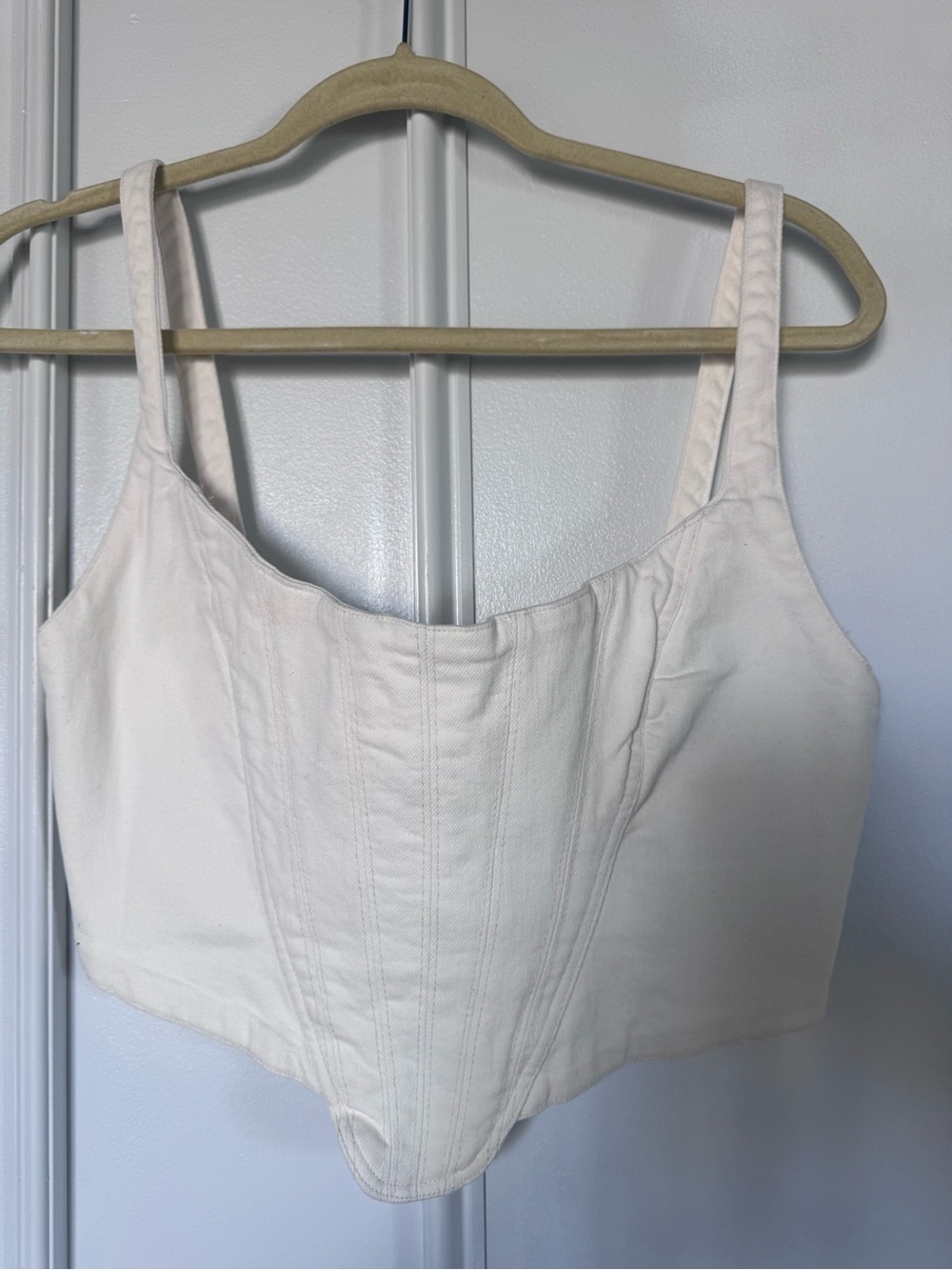 Zara Jean Ivory Structured Corset Crop Top